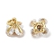 Brass Micro Pave Cubic Zirconia Charms, Cadmium Free & Nickel Free & Lead Free, with Jump Ring, Flower, Real 18K Gold Plated, Clear, 7.5x7.5x7.5mm, Hole: 1.8mm