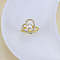 Natural Freshwater Pearl with Clear Cubic Zirconia Cuff Rings, Golden, Heart, Inner Diameter: 15~19mm