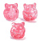 Transparent Spray Paint Glass Beads, Fox, Crimson, 15x14x13.5mm, Hole: 1.2mm