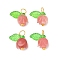 Flower Shape Synthetic Shell Charms, with Brass Ball Head Pins & Transparent Acrylic Charms, Misty Rose, 13x11x6.5mm, Hole: 3mm