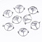 Tarnish Resistant 304 Stainless Steel Links Connectors, Laser Cut, Flat Round with Cat, Stainless Steel Color, 14x17x1mm, Jump Ring: 3x0.4mm, 2.2mm inner diameter