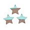 Resin & Walnut Wood Pendants, Star, Turquoise, 26x28x4mm, Hole: 1.6mm
