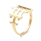 Ion Plating(IP) 304 Stainless Steel Hollow Out Rectangle Adjustable Ring for Women, Golden, US Size 6 1/4(16.7mm)