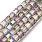 Electroplate Glass Beads Strands, Cube, AB Color, Faceted, Magenta, 7x7x7mm, Hole: 1.4mm, about 99pcs/strand, 27.44''(69.7cm)