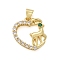 Brass Micro Pave Cubic Zirconia Pendants, Heart, Rack Plating, Long-Lasting Plated, Lead Free & Cadmium Free, Real 18K Gold Plated, 19.5x17x3mm, Hole: 4.5x3.5mm