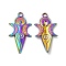 Ion Plating(IP) 304 Stainless Steel Pendants, Moon Goddess Charms, Rainbow Color, 31x16x2mm, Hole: 2.5mm