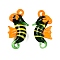 Handmade Lampwork Pendants, Sea Horse, Orange, 41x24.5x11mm, Hole: 3x1.5mm