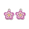 Alloy Enamel Pendants, Lead Free and Cadmium Free, Flower, Great For Mother's Day Gift Making, Pink, Platinum, about 22mm long, 20mm wide, 2.5mm thick, hole: 2.5mm