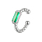 Anti-Tarnish Rectangle Cubic Zirconia Cuff Earrings, Rhodium Plated Platinum 925 Sterling Silver Non Piercing Earrings, Lime Green, Surface: 5x2mm