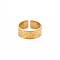 Ion Plating(IP) 304 Stainless Steel Rhombus Grooved Open Cuff Ring for Women, Nickel Free, Real 18K Gold Plated, US Size 9 1/4(19.1mm)