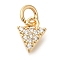 Brass Micro Pave Cubic Zirconia Pendants, Triangle Charms, with Jump Ring, Golden, 8.5x6.5x2mm