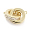 Brass Micro Pave Clear Cubic Zirconia Pendants, Ring Charms, Real 14K Gold Plated, 18x10x10mm, Hole: 0.8mm