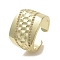 Brass Micro Pave Cubic Zirconia Open Cuff Ring, Cadmium Free & Lead Free, Real 16K Gold Plated, US Size 7 1/4(17.5mm)