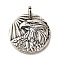 Brass Pendants, Long-Lasting Plated, Cadmium Free & Lead Free, Flat Round with Eagle Charm, Antique Silver, 20x2mm, Hole: 4.3x3mm