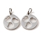Non-Tarnish 304 Stainless Steel Charms, Laser Cut, with Jump Ring, Stainless Steel Color, Hollow, Flat Round Charm, Heart, 13.5x12x1mm, Hole: 3.6mm