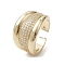 Brass with Micro Pave Cubic Zirconia Adjustable Rings, Cadmium Free & Nickel Free & Lead Free, Real 18K Gold Plated, Inner Diameter: 17.6mm