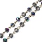 Handmade Electroplate Glass Faceted Rondelle Beads Chains for Necklaces Bracelets Making, with Antique Bronze Plated Brass Eye Pin, Unwelded, Dyed, Light Green, 39.4 inch, about 80pcs/strand