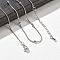 Brass Satellite Chains Necklaces for Women, With 304 Stainless Steel Lobster Clasp, Rack Plating, Lead Free & Cadmium Free, Long-Lasting Plated, Platinum, 17.87x0.04 inch(45.4x0.1cm)