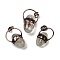 Natural Green Quartz Pendants, Oval Charms with Brass Findings, Cadmium Free & Lead Free, Red Copper, 38~44x27.5x17~18mm, Hole: 6mm
