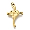 Ion Plating(IP) 304 Stainless Steel Pendants, with Jump Ring, Cross with Heart Charm, Real 14K Gold Plated, 20.5x14x3mm, Hole: 3mm