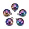 Alloy Charms, Cadmium Free & Nickel Free & Lead Free, Football, Rainbow Color, 14.5x12x4mm, Hole: 1.8mm