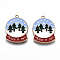 Eco-Friendly Alloy Enamel Pendants, Cadmium Free & Lead Free & Nickel Free, Crystal Ball with Word Merry Christmas, Light Gold, Colorful, 23x17x1.2mm, Hole: 1.4mm