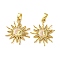 Brass Micro Pave Cubic Zirconia Pendants, with Enamel, Sun & Moon Charms, Real 18K Gold Plated, 22.5x19.5x2mm, Hole: 4x2.5mm