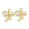 Brass with Clear Cubic Zirconia Charms with Jump Rings, Cadmium Free & Nickel Free & Lead Free, Bowknot, Real 18K Gold Plated, 12x13x3.5mm, Hole: 3.4mm