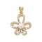 Flower Rack Plating Brass Micro Pave Cubic Zirconia with ABS Imitation pearls Pendants, Long-Lasting Plated, Lead Free & Cadmium Free, Real 18K Gold Plated, 20x17.5x6mm, Hole: 3.5x5mm