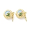 Brass Box Clasps, Cadmium Free & Nickel Free & Lead Free, with Enamel, Flat Round, Golden, 17x14.5x10.5mm, Hole: 1.2mm