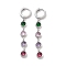 304 Stainless Steel Leverback Earrings, with Cubic Zirconia, Jewelry for Women, Stainless Steel Color, 58x7mm