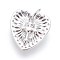 Brass Pendants Rhinestone Settings, Heart with Cross, Platinum, Fit: 0.6mm Rhinestone, 16x14x2mm, Hole: 3.5mm