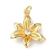 Rack Plating Brass Micro Pave Clear Cubic Zirconia Pendants, with Jump Rings, Long-Lasting Plated, Lead Free & Cadmium Free, Flower, Real 18K Gold Plated, 21.5x18.5x4.5mm, Hole: 3mm