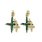 Brass Micro Pave Cubic Zirconia Pendants, Cadmium Free & Nickel Free & Lead Free, with Enamel, Star Charms, Real 18K Gold Plated, 25x19x3mm, Hole: 2.3x4.7mm