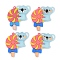 PVC Plastic Pendants, Koala with Lollipop Charm, Colorful, 53.5x52.5x22mm, Hole: 3mm