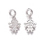 Brass Micro Pave Clear Cubic Zirconia European Dangle Charms, Large Hole Pendants, Girl, Platinum, 26mm, Hole: 5mm, Girl: 17x13x2mm