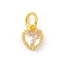 Brass Micro Pave Cubic Zirconia Pendants, Heart Charms, Rack Plating, Long-Lasting Plated, with Jump Ring, Clear, 9x7x3.5mm
