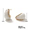 Cute Stainless Steel Vintage Teardrop Geometric Stud Earrings for Women, Golden, White, 23x15mm