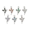 Brass Glass Pendants, Flower Charms, with Platinum Tone Findings, Mixed Color, 19x10.5x3mm, Hole: 1.5mm