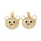 Brass Micro Pave Clear Cubic Zirconia Pendants, Cadmium Free & Lead Free, with Shell, Real 18K Gold Plated, Bear, 18x19.5x3.5mm, Hole: 5x3.5mm