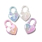 UV Plating Acrylic Pendants, Lock, Mixed Color, 44x27x6mm