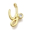 Brass Micro Pave Cubic Zirconia Pendants, Letter Charms, Rack Plating, Long-Lasting Plated, Cadmium Free & Lead Free, Letter Y, 13.5x8x2mm, Hole: 1.6mm