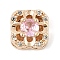 Brass Micro Pave Cubic Zirconia Beads, Square with Flower, Lead Free & Cadmium Free, Long-Lasting Plated, Pearl Pink, 8.5x8.5x6.5mm, Hole: 1.6mm