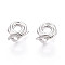 Brass Hoop Earring Findings, Cadmium Free & Nickel Free & Lead Free, Donut, Real Platinum Plated, 19x13.5x15mm, Hole: 0.8~1.2mm, Pin: 1mm
