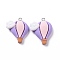 Opaque Resin Pendants, with Platinum Tone Iron Loops, Plum, Hot Air Balloon Pattern, 27x24.5x8.5mm, Hole: 1.8mm