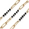 304 Stainless Steel Paperclip Chains, Ion Plating(IP), with Glass Beads, Real 18K Gold Plated, Soldered, with Spool, Black, 12x4x1mm, about 32.81 Feet(10m)/Roll
