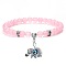 Fashion Crystal Stone Bead Elastic Bracelet with 6mm Butterfly Pendant.