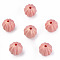 Spray Painted Acrylic Beads, Corrugated Beads, Rubberized Style, Round, Pink, 11x11mm, Hole: 2mm, about 720pcs/500g