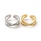 Clear Cubic Zirconia Criss Cross Open Cuff Ring, Brass Jewelry for Women, Mixed Color, US Size 5 3/4(16.3mm)