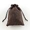 Polyester Imitation Burlap Packing Pouches Drawstring Bags, Coconut Brown, 18x13cm